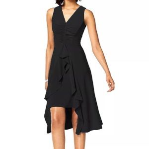 Taylor Black Ruched & Ruffled Shark Bite Dress 12